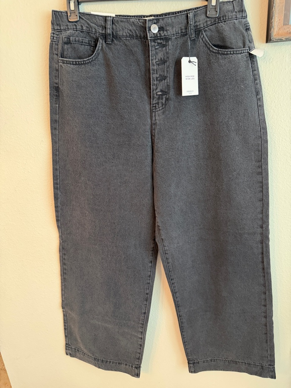 Forever 21 Charcoal Black Wide-Leg High-Rise Jeans